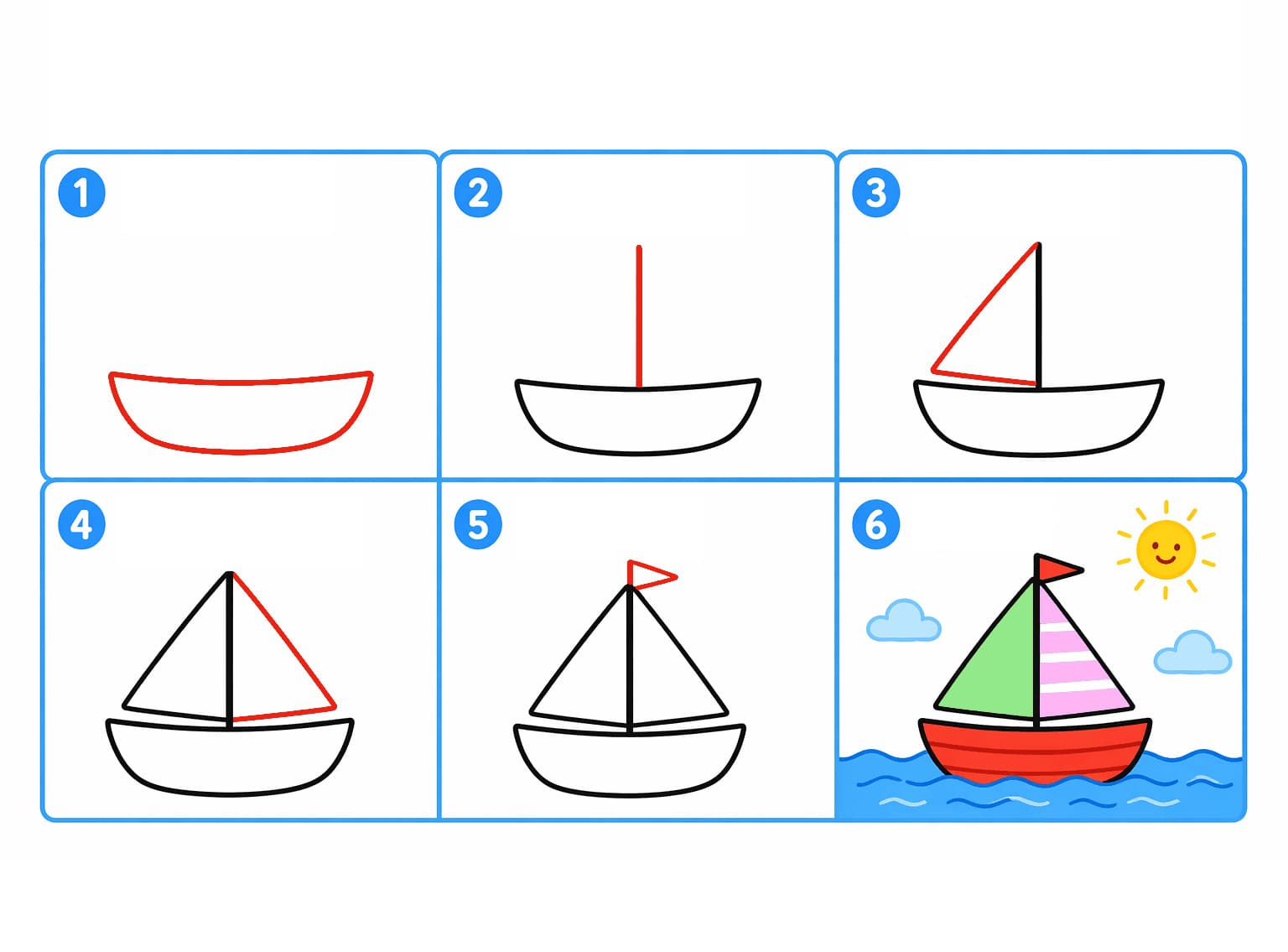 Niedliches Segelboot zeichnen ideen