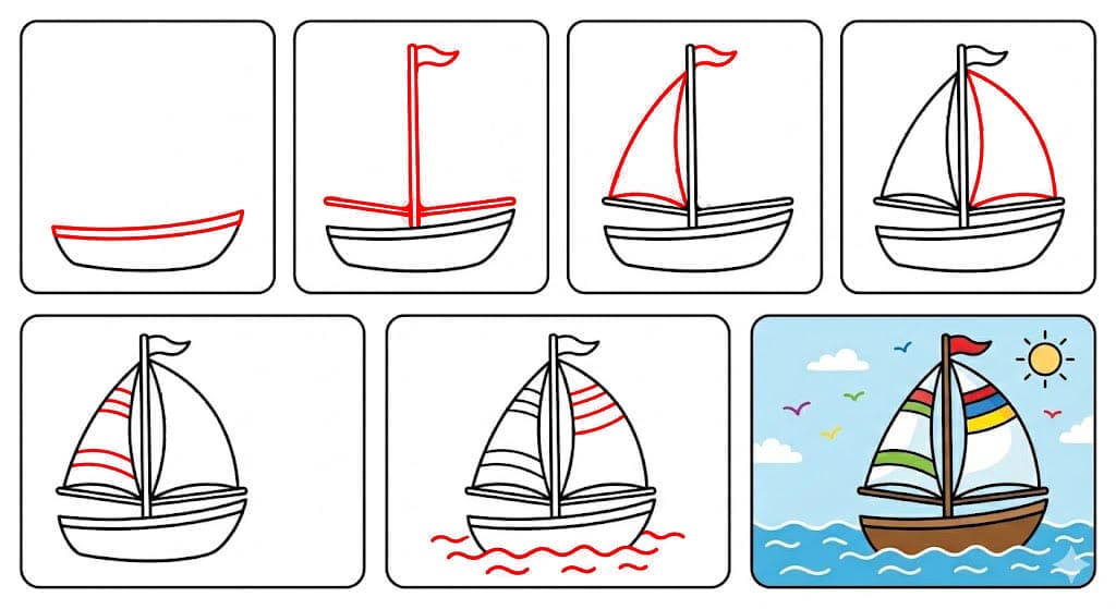 Schönes Segelboot zeichnen ideen