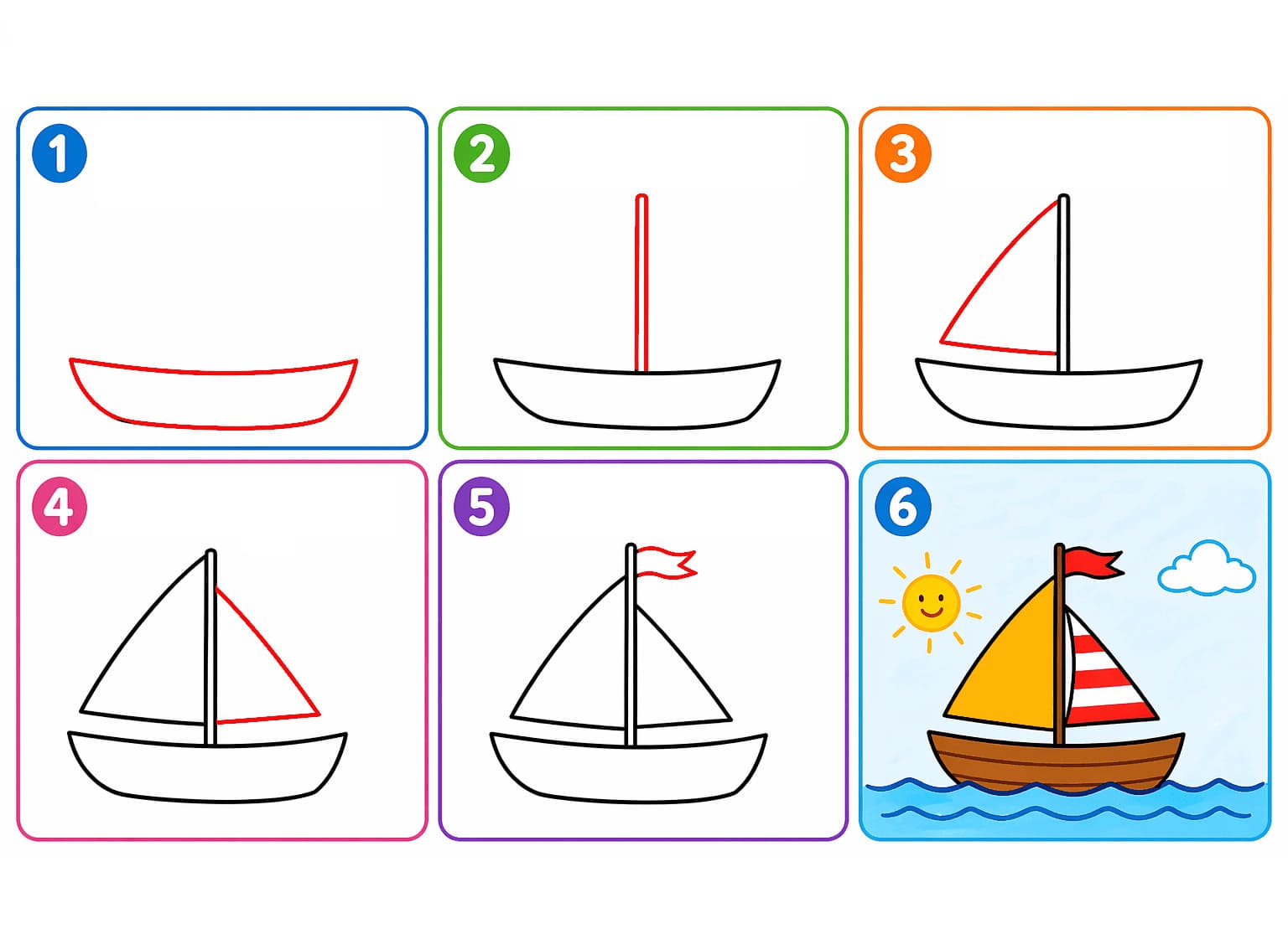 Segelboot auf dem Meer zeichnen ideen