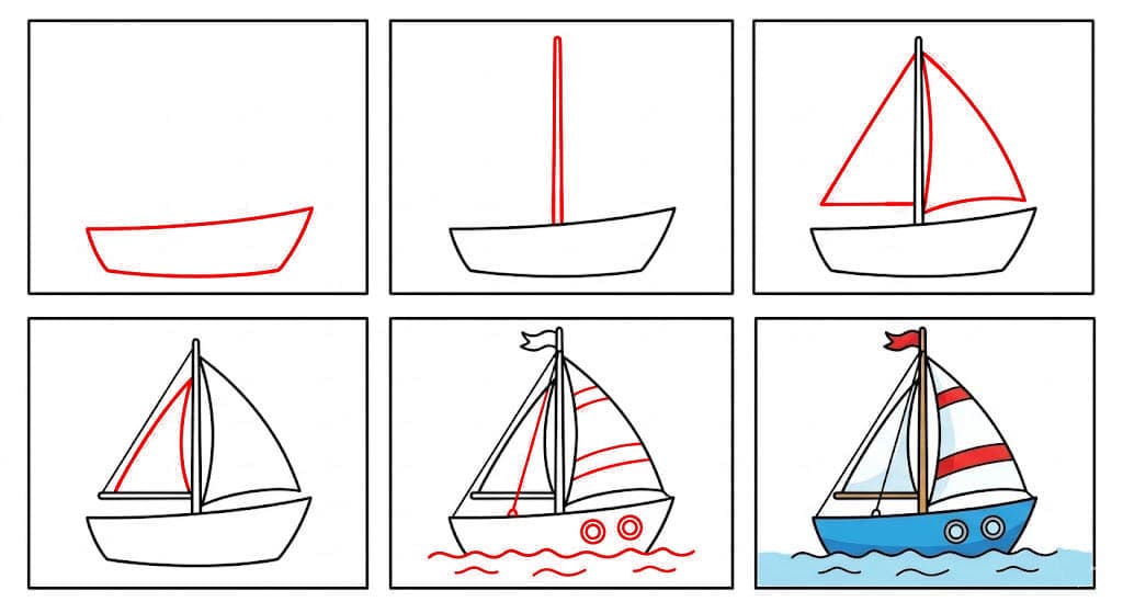 Segelboot Einfaches zeichnen ideen