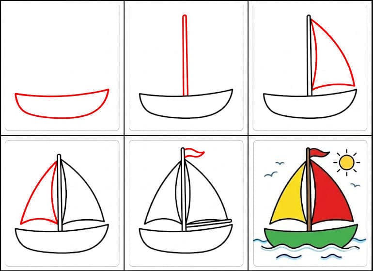 Segelboot für den Kindergarten zeichnen ideen