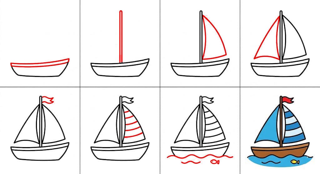 Segelboot für Kinder bild zeichnen ideen