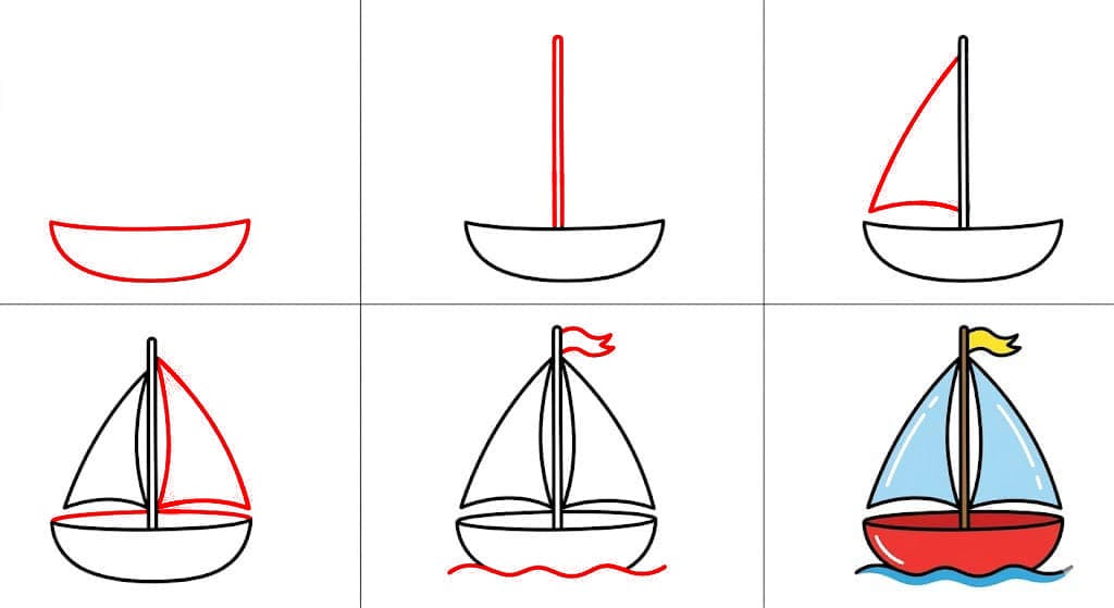 Segelboot für Kinder Kostenloses zeichnen ideen