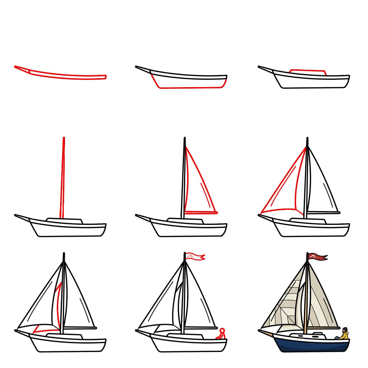 Segelboot zum Ausdrucken zeichnen ideen