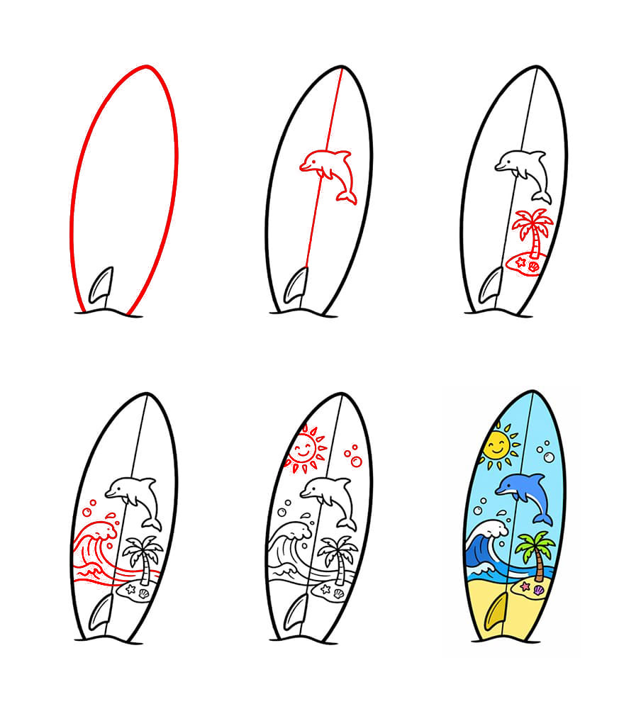 Surfbrett zeichnen ideen