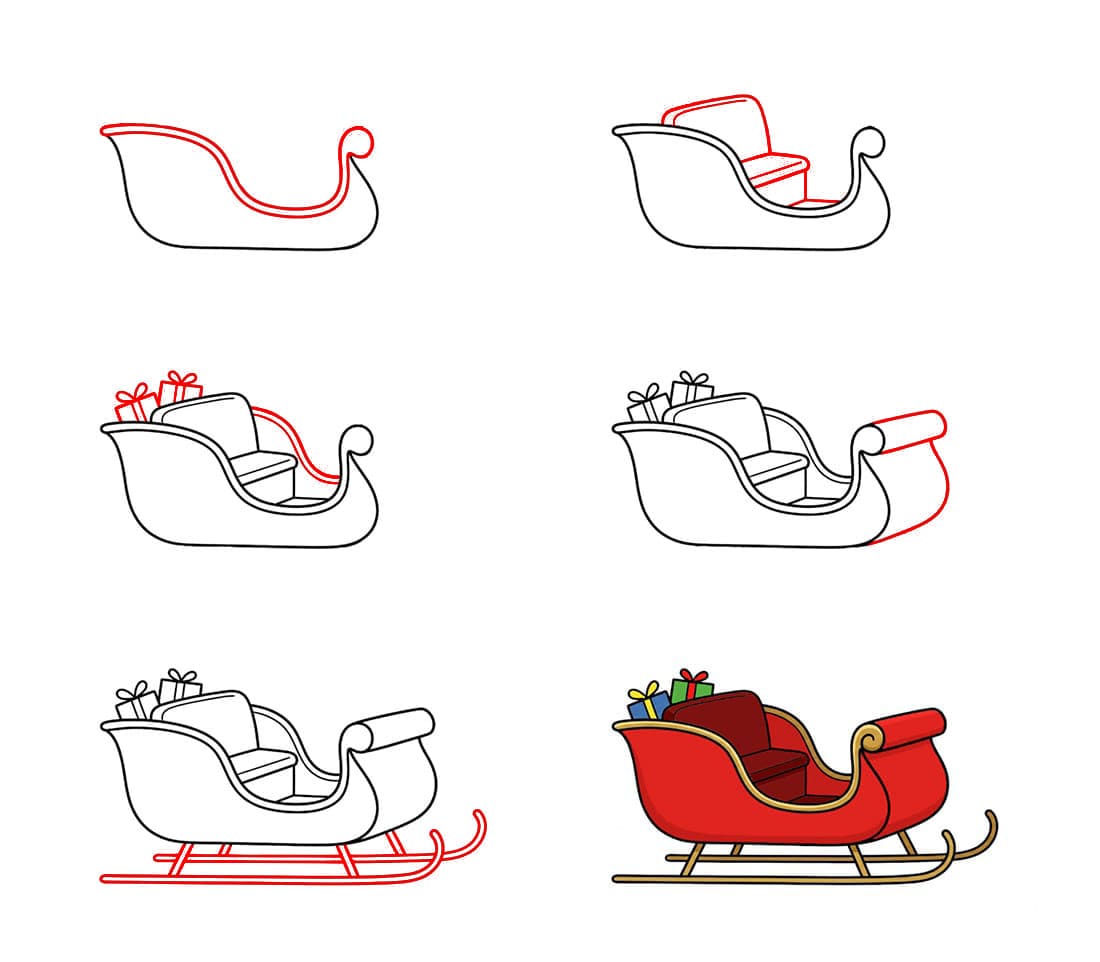 Weihnachtsmann Schlitten zeichnen ideen