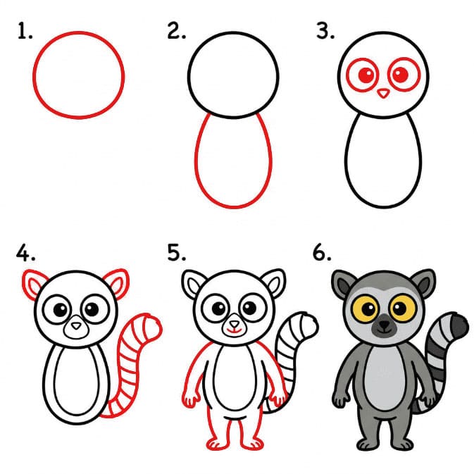 Ausmalbild Lemur zeichnen ideen