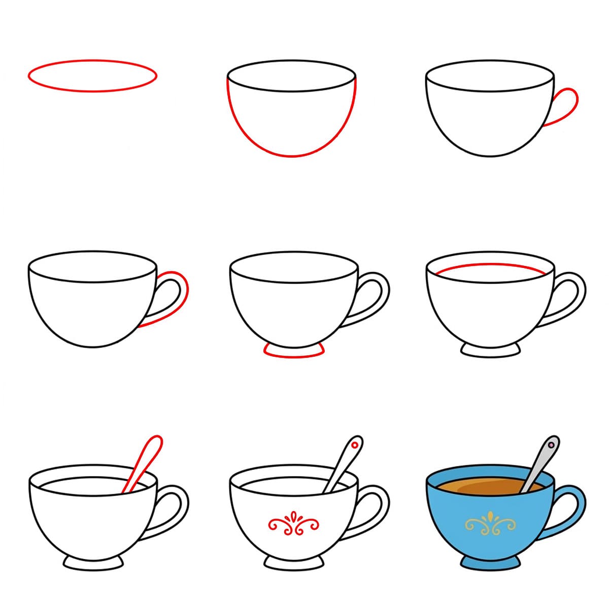 Blaue Teetasse zeichnen ideen