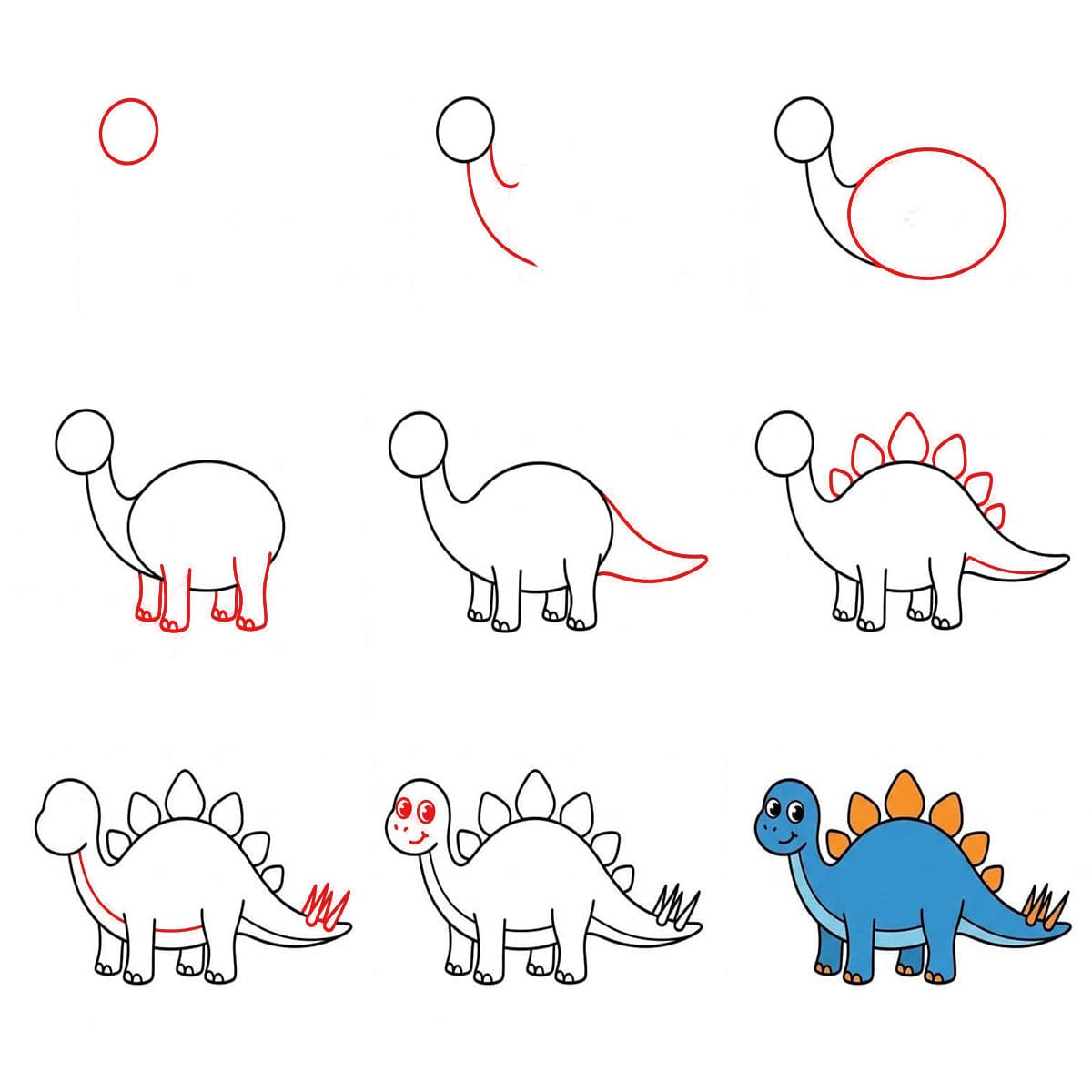 Blauer Stegosaurus zeichnen ideen