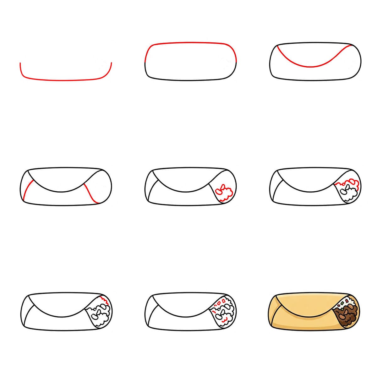 Burrito Essen zeichnen ideen