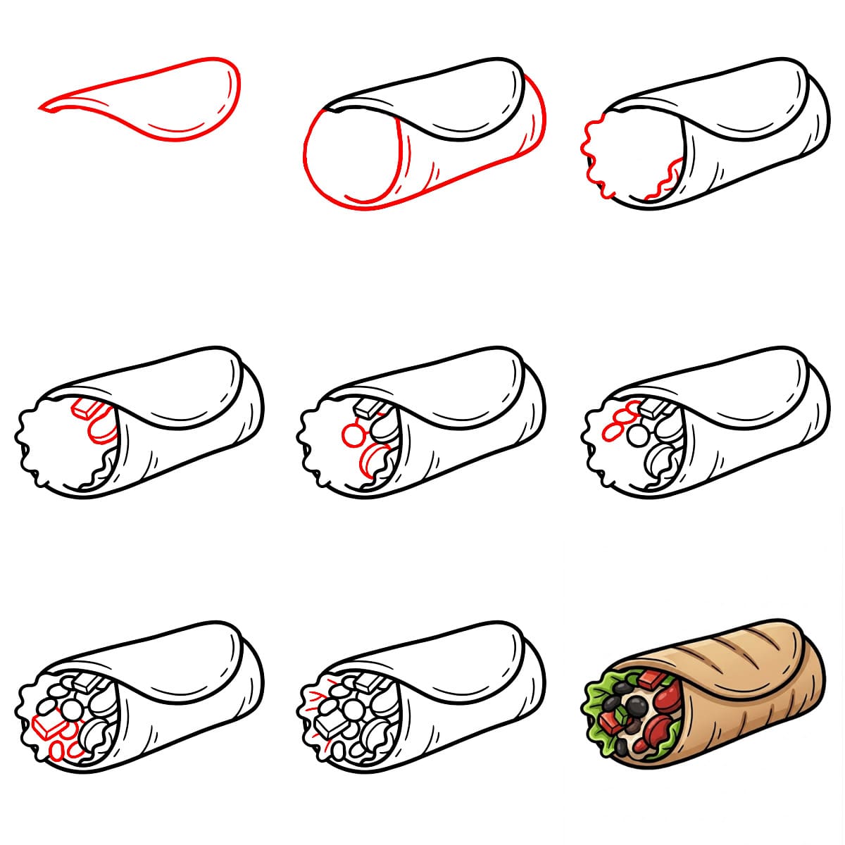 Einfacher Burrito zeichnen ideen