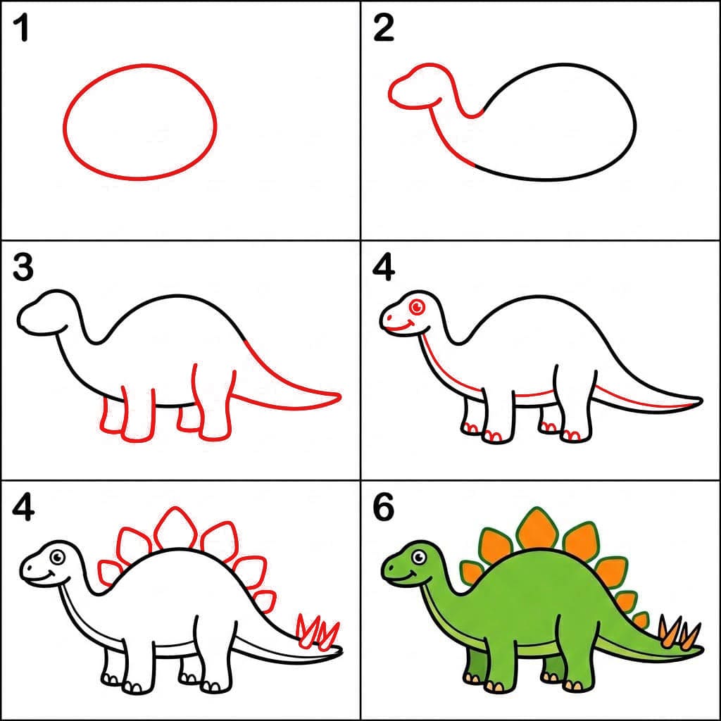 Einfacher Stegosaurus zeichnen ideen