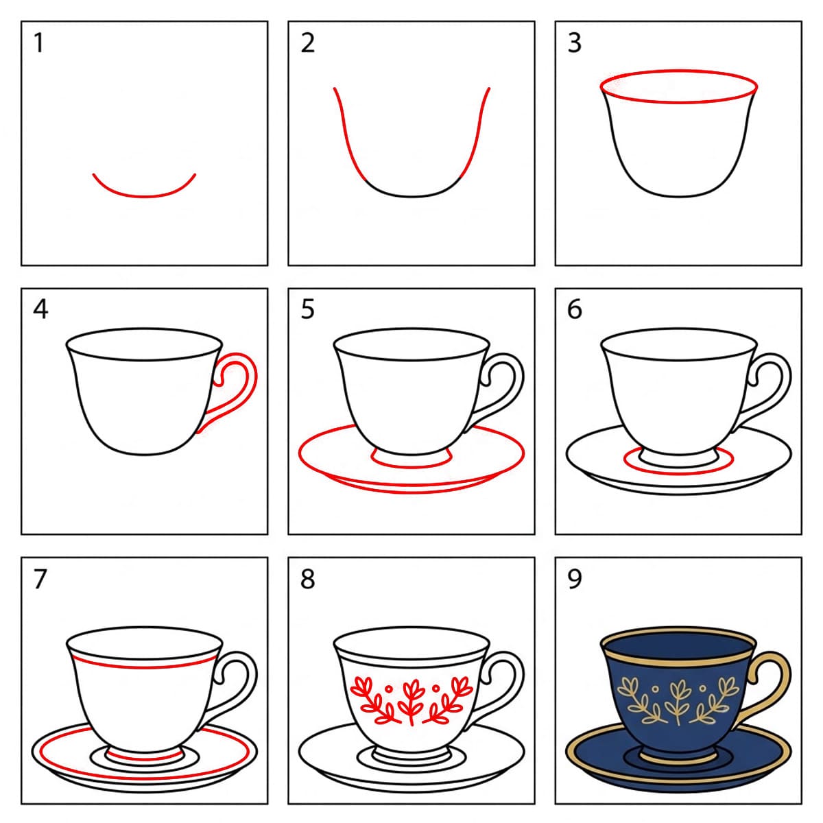 Elegante Teetasse zeichnen ideen