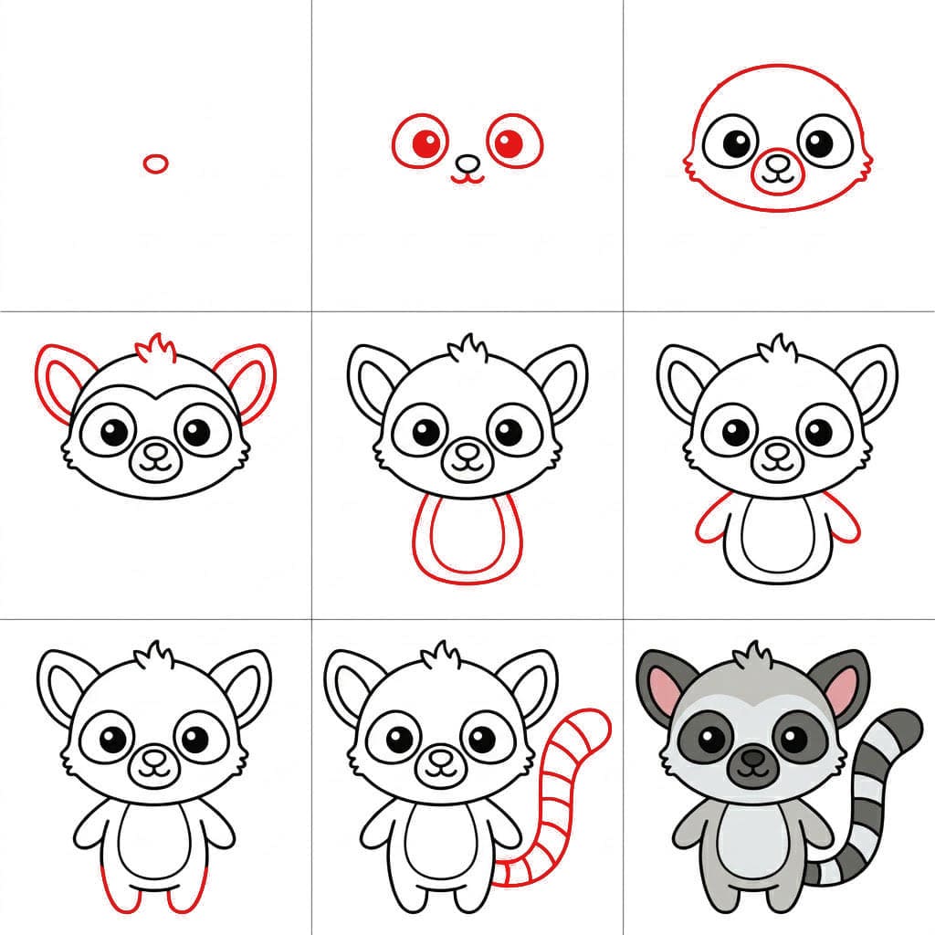 Entzückender Lemur bild zeichnen ideen