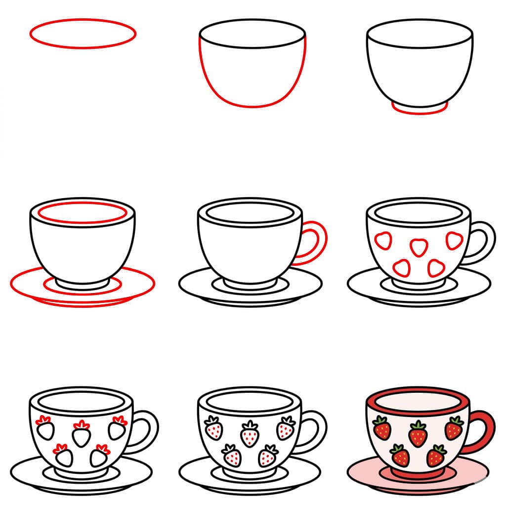 Erdbeer Teetasse zeichnen ideen