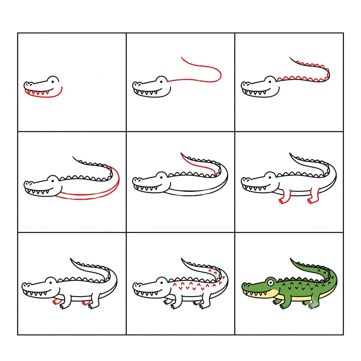 Freundliches Krokodil zeichnen ideen