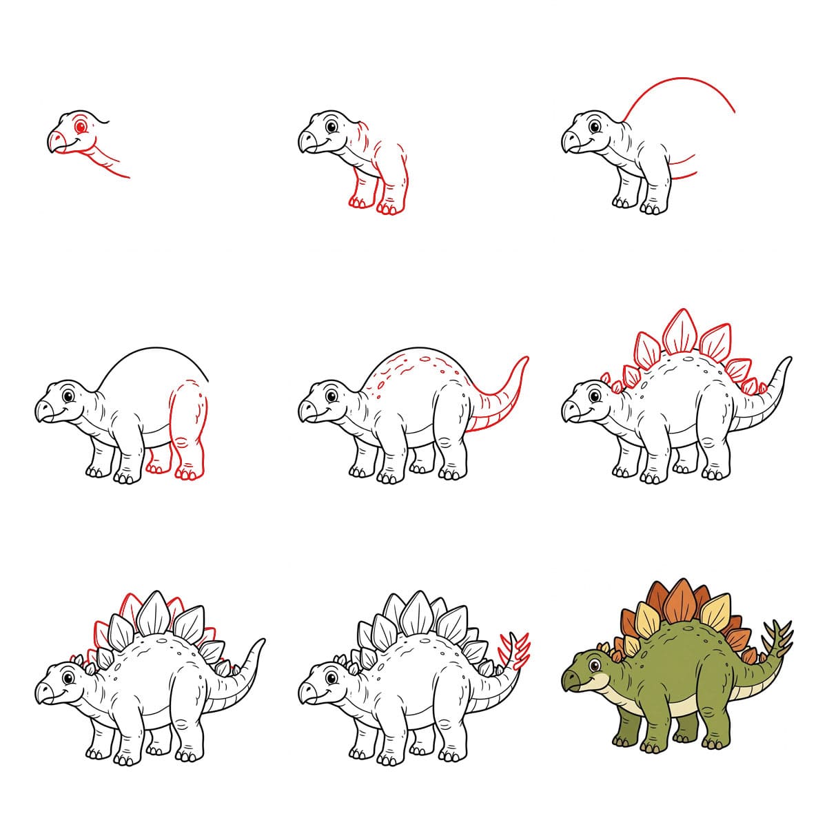 Großer Stegosaurus zeichnen ideen