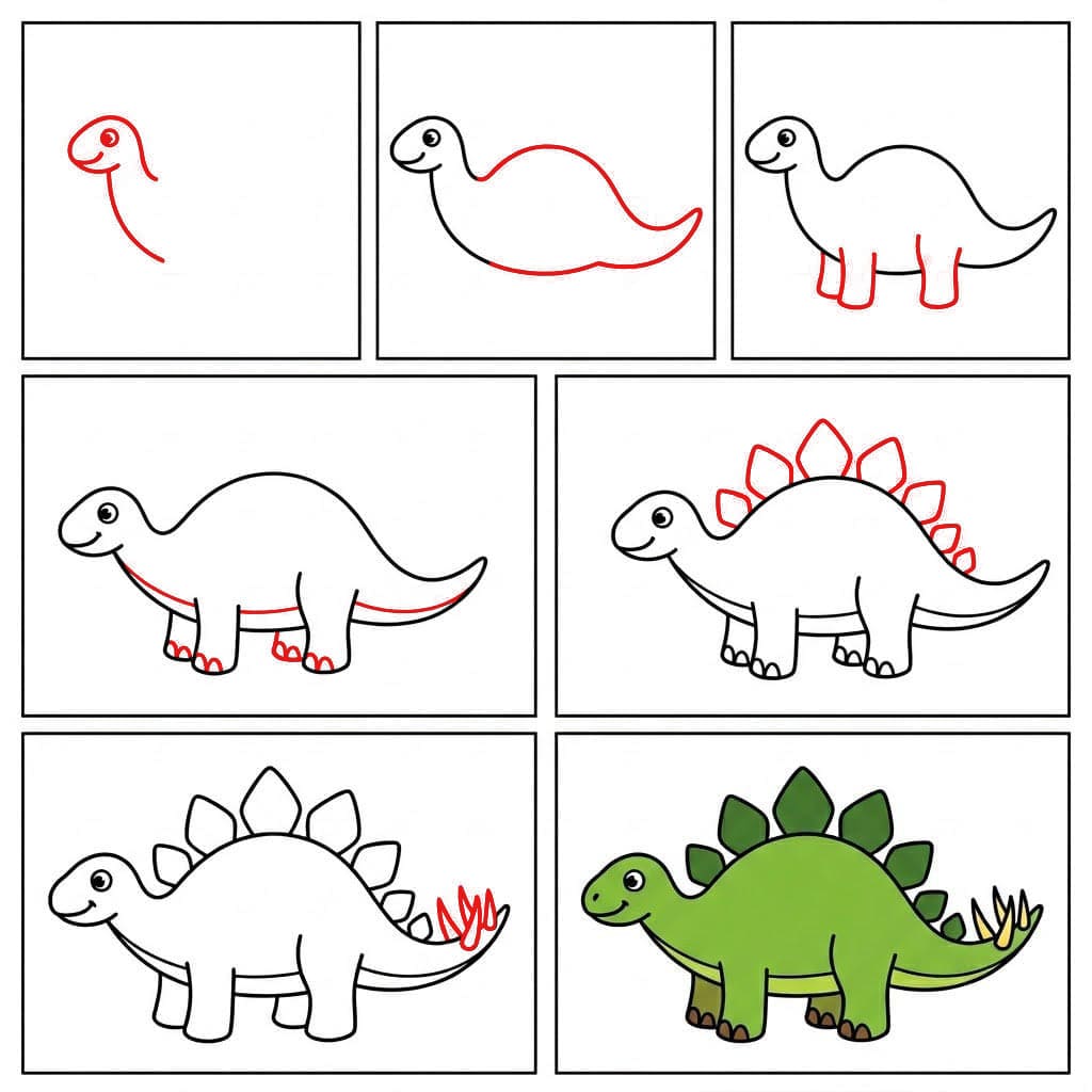 Grüner Stegosaurus zeichnen ideen