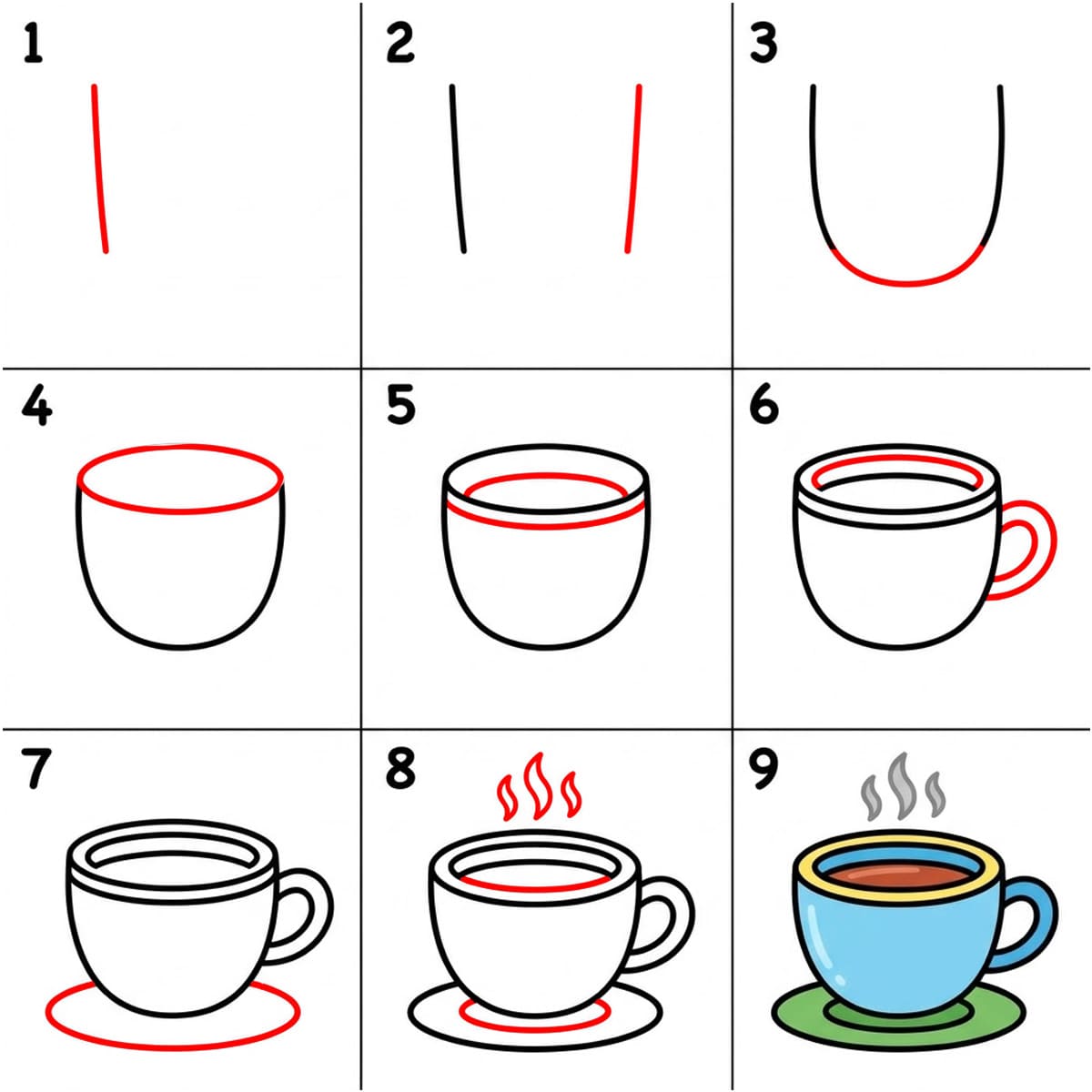 Heiße Teetasse gratis zeichnen ideen