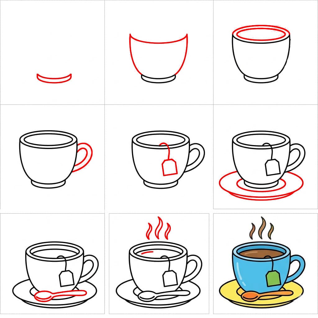 Heiße Teetasse zeichnen ideen