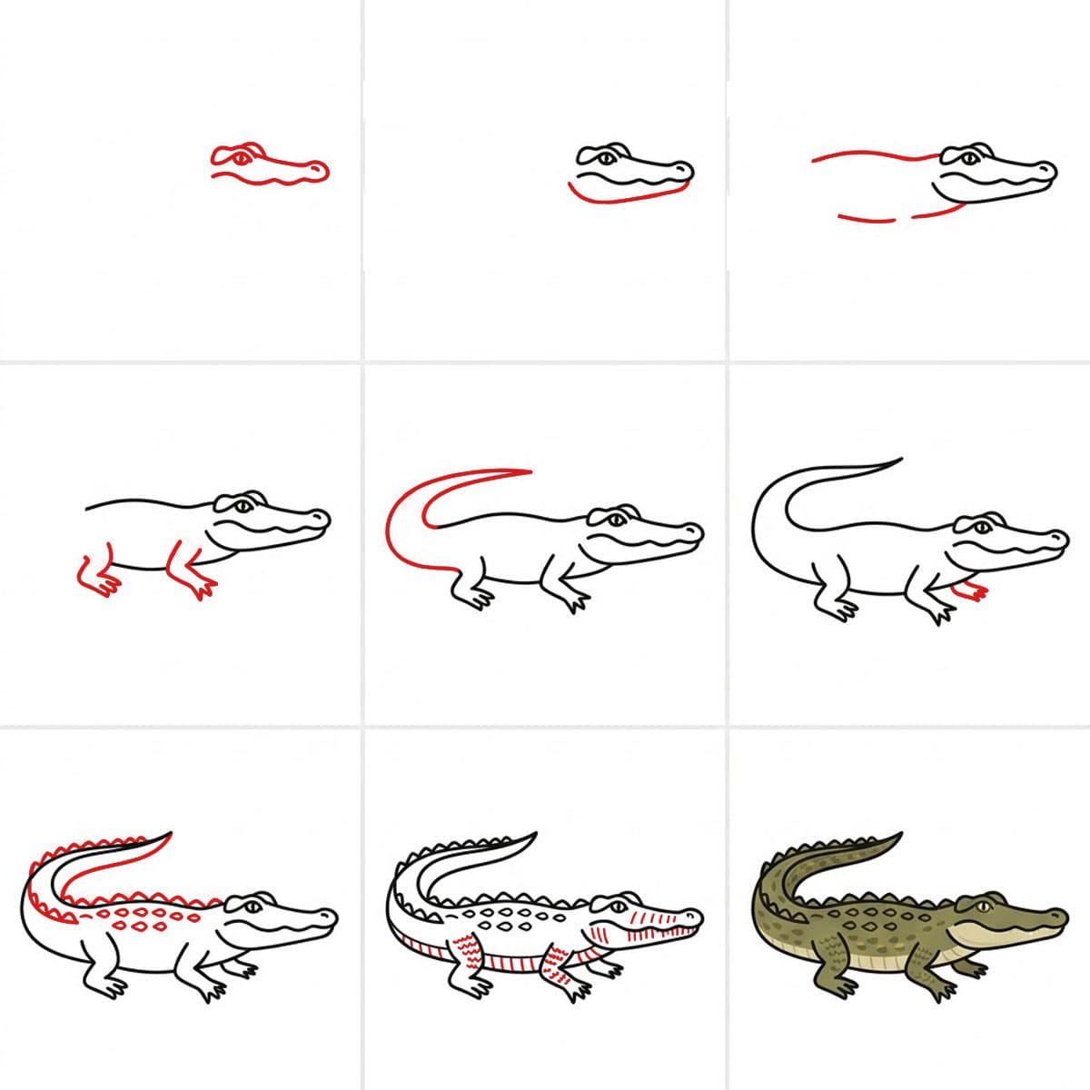 Jagendes Krokodil zeichnen ideen
