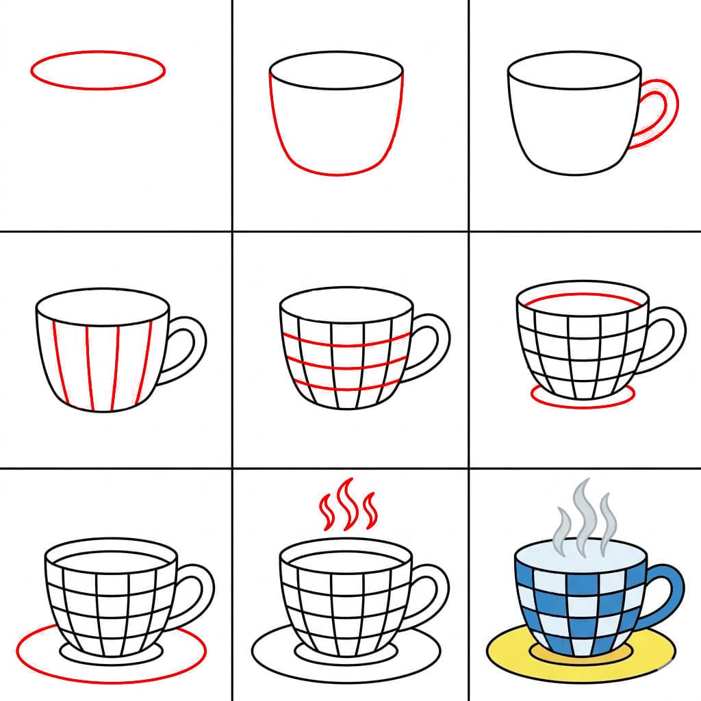 Karierte Teetasse zeichnen ideen