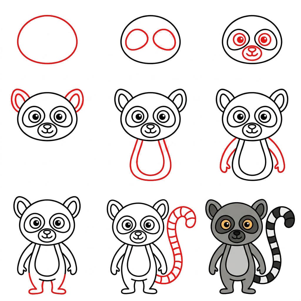 Kleiner Lemur zeichnen ideen