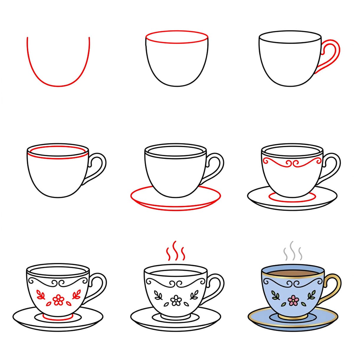 Königliche Teetasse zeichnen ideen