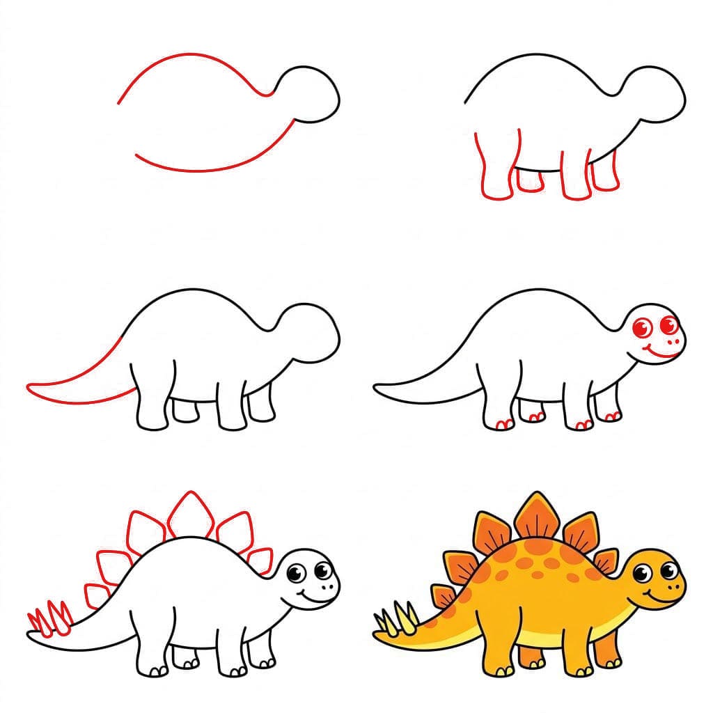 Lächelnder Stegosaurus zeichnen ideen