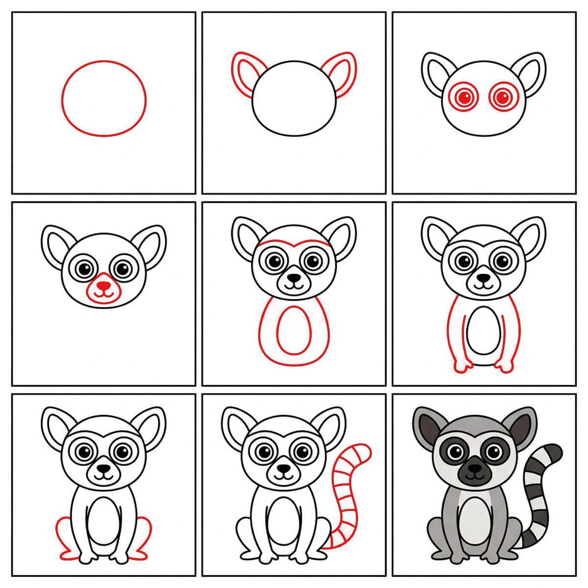 Lemur mit großen Augen zeichnen ideen