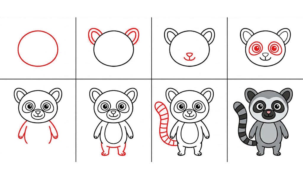 Lemur zum Ausdrucken zeichnen ideen
