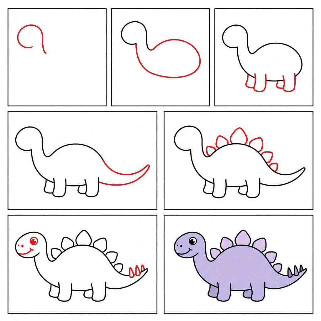 Lila Stegosaurus zeichnen ideen
