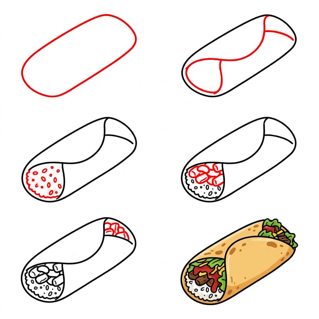 Mexikanischer Burrito zeichnen ideen
