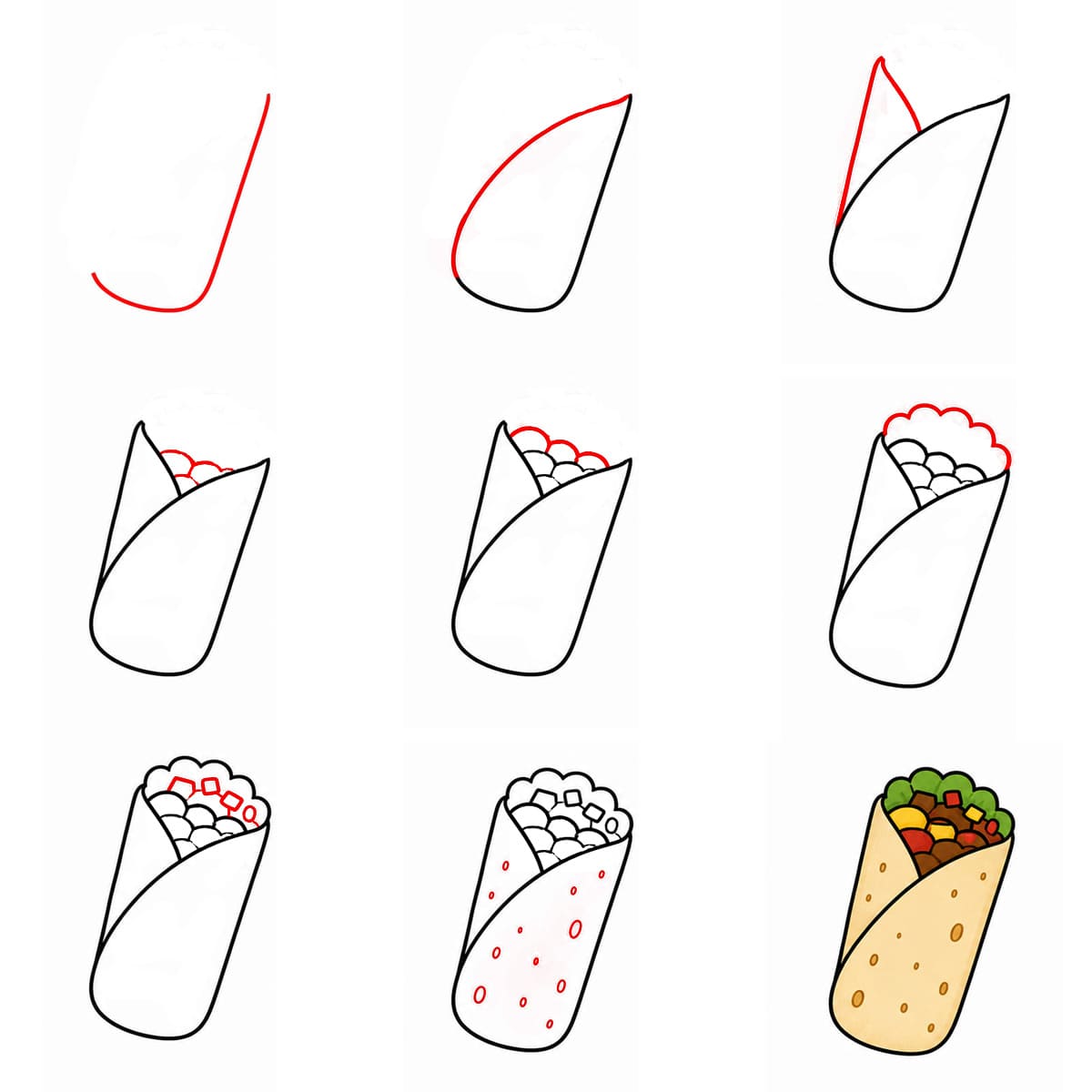 Mexikanisches Burrito bild zeichnen ideen