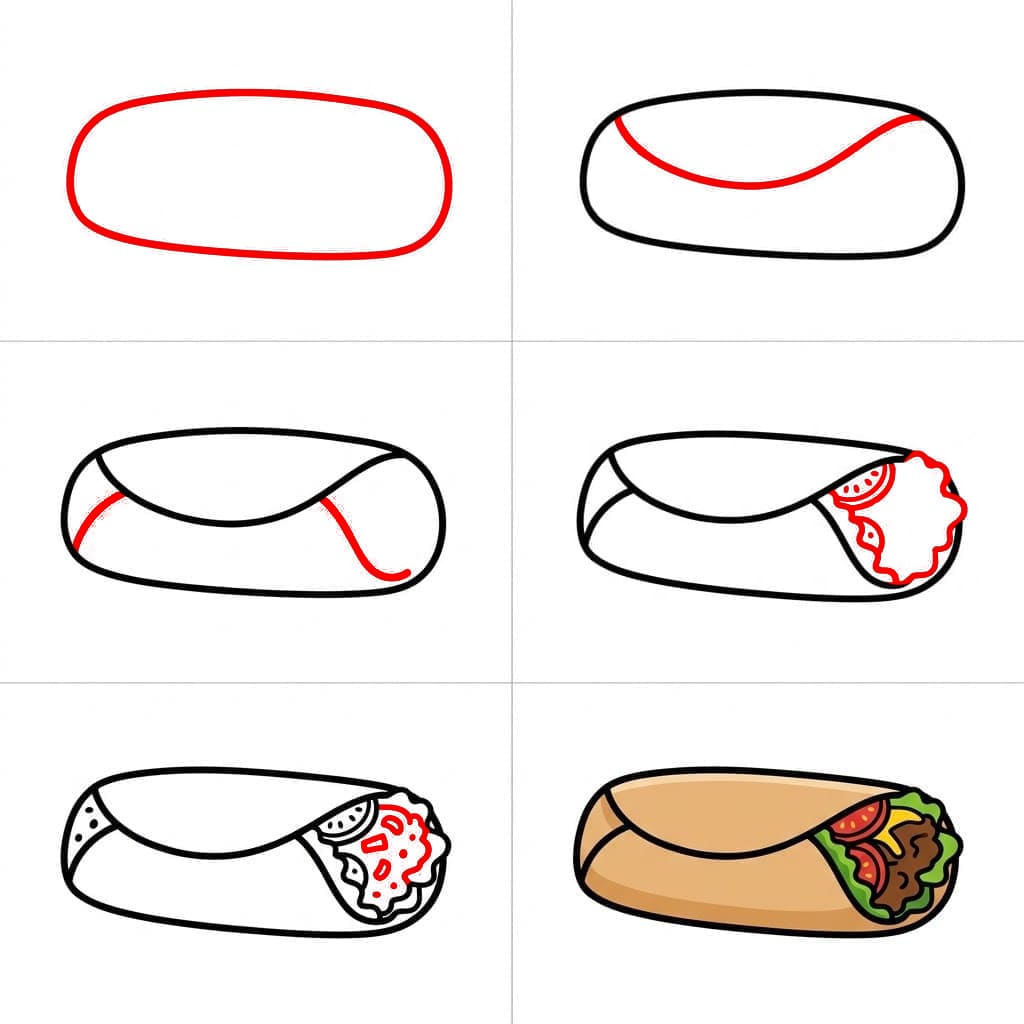 Mexikanisches Burrito Einfacher zeichnen ideen