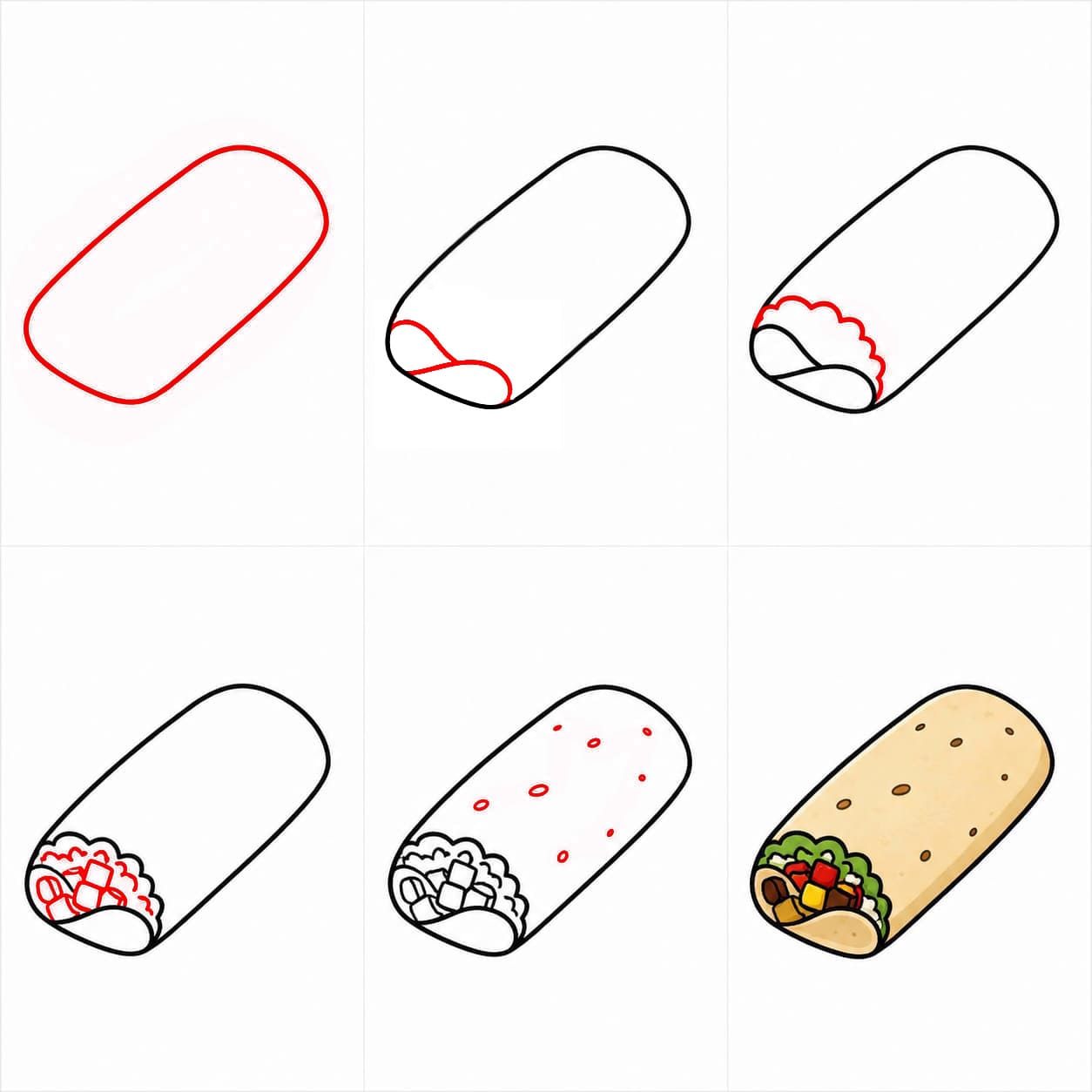 Mexikanisches Burrito Gericht zeichnen ideen
