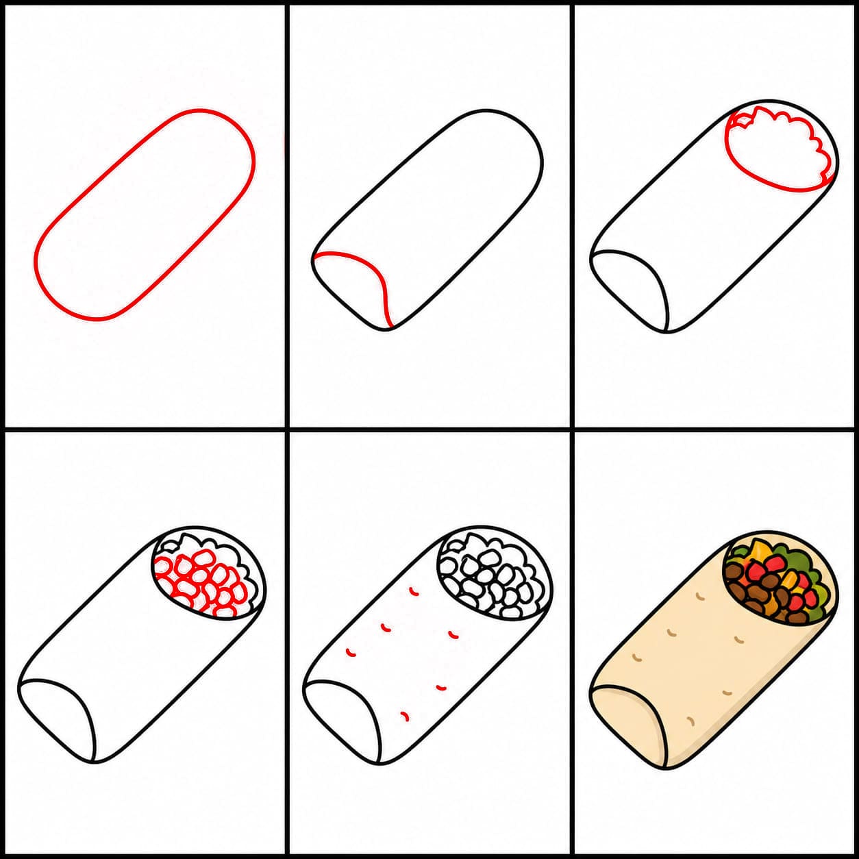 Mexikanisches Burrito zeichnen ideen