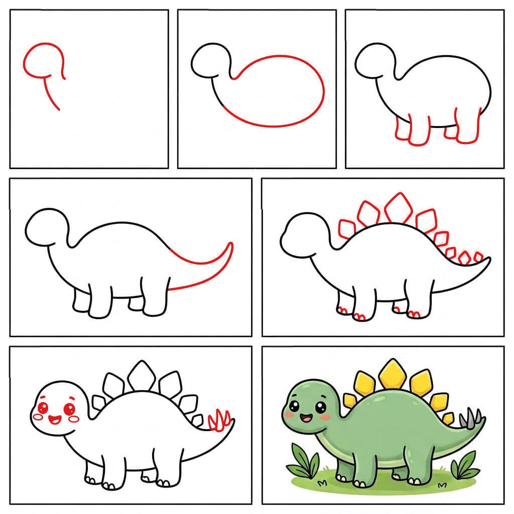 Niedlicher Stegosaurus zeichnen ideen