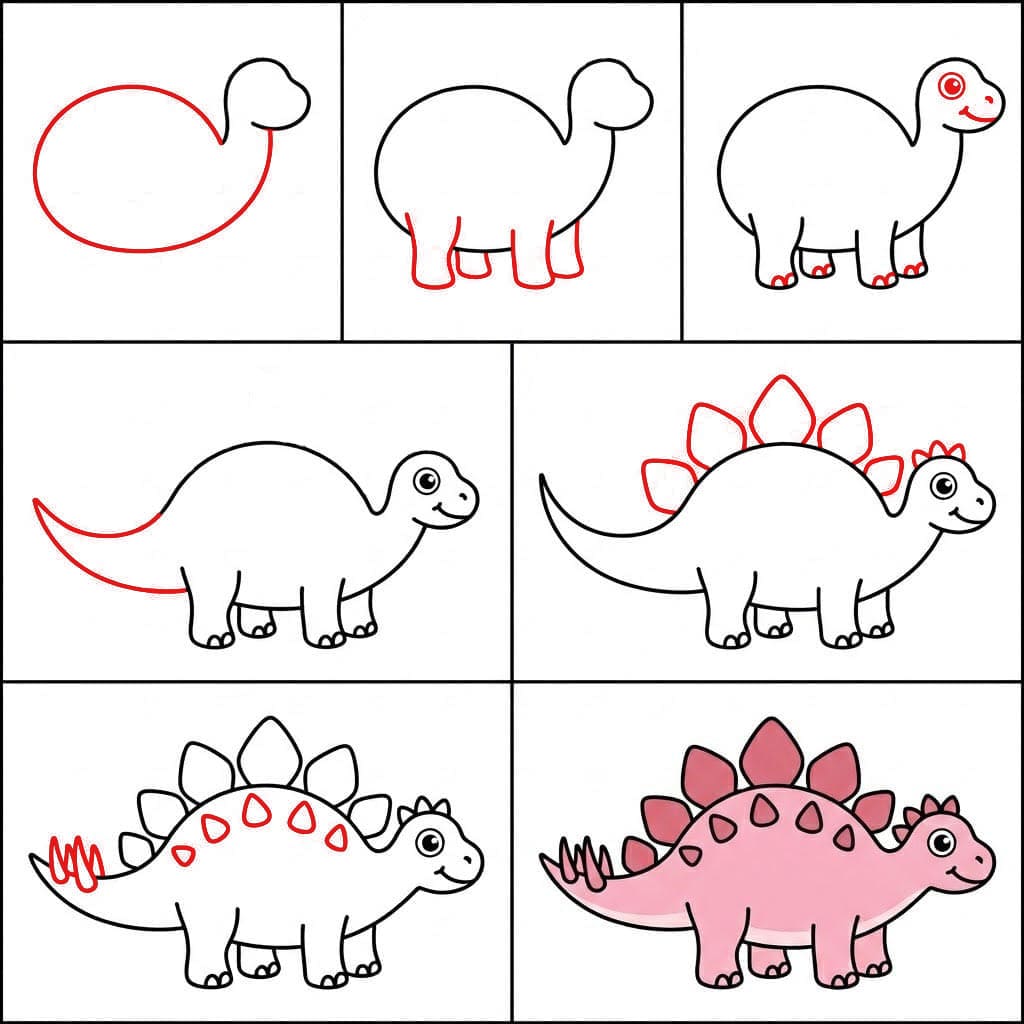 Rosa Stegosaurus zeichnen ideen
