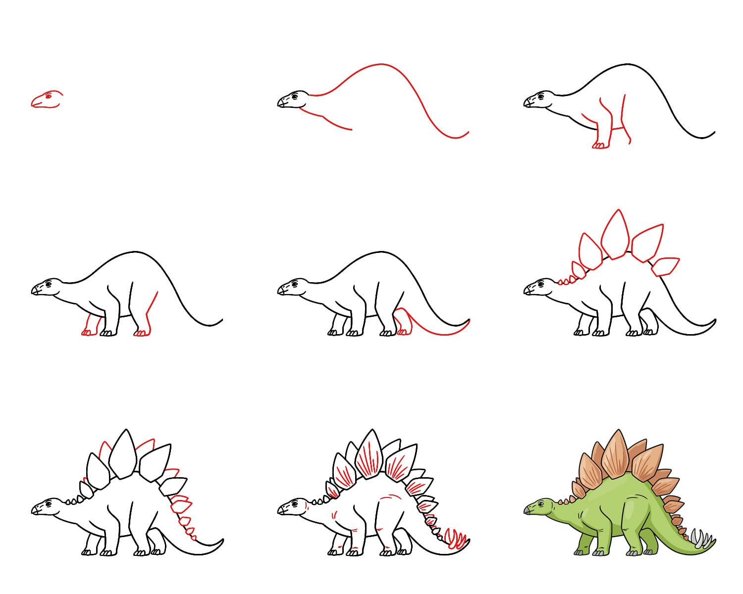 Stegosaurus beim Laufen zeichnen ideen