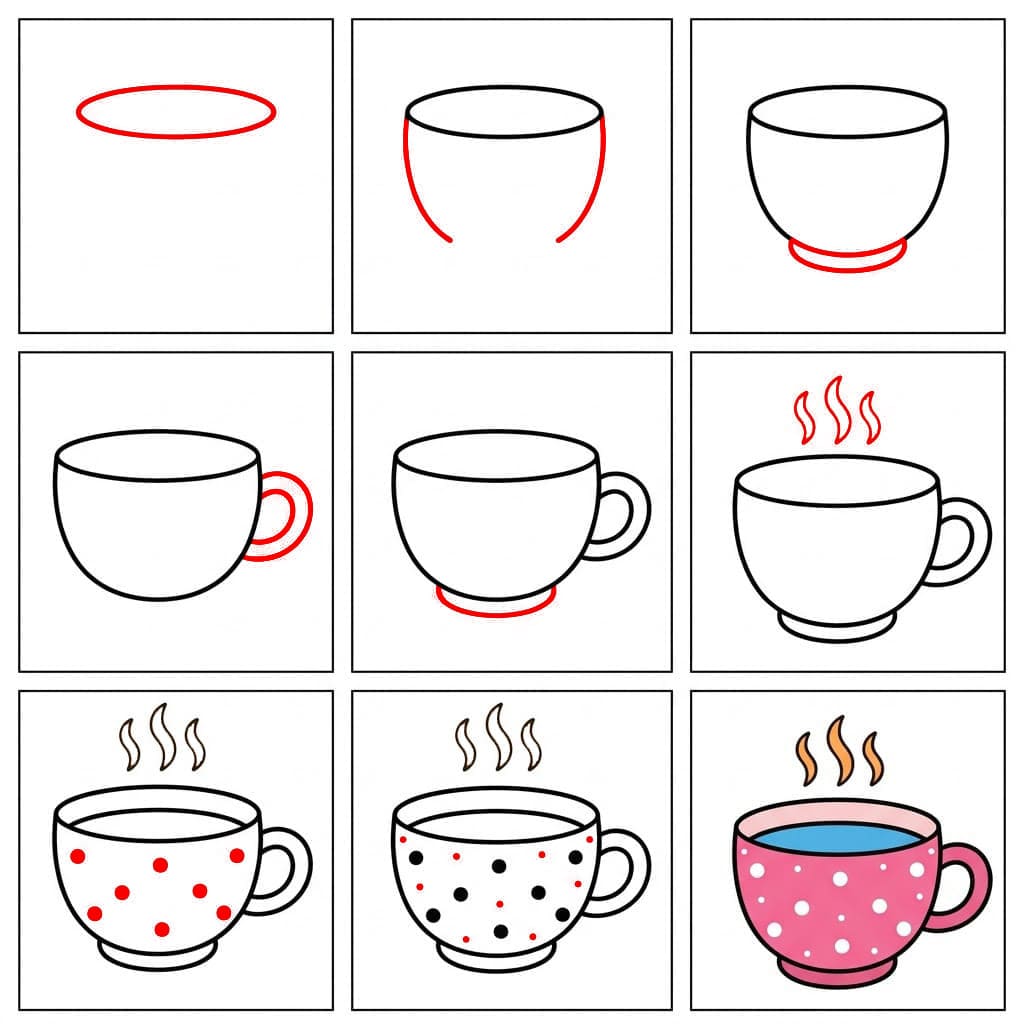 Teetasse mit Punkten zeichnen ideen