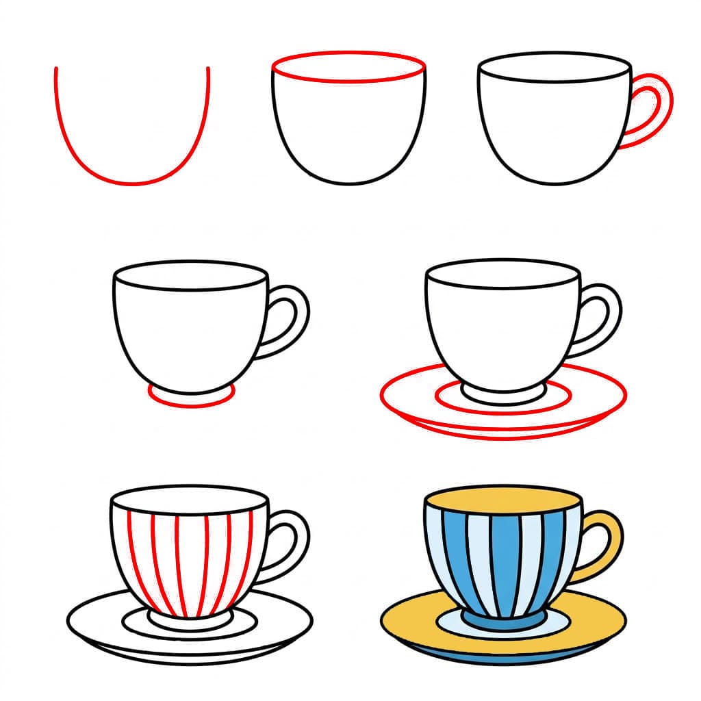 Teetasse mit Streifenmuster zeichnen ideen