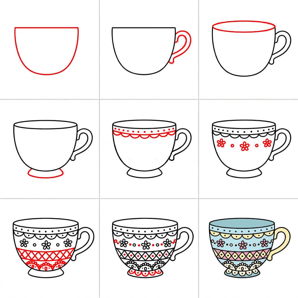 Teetasse mit Vintage Spitze zeichnen ideen