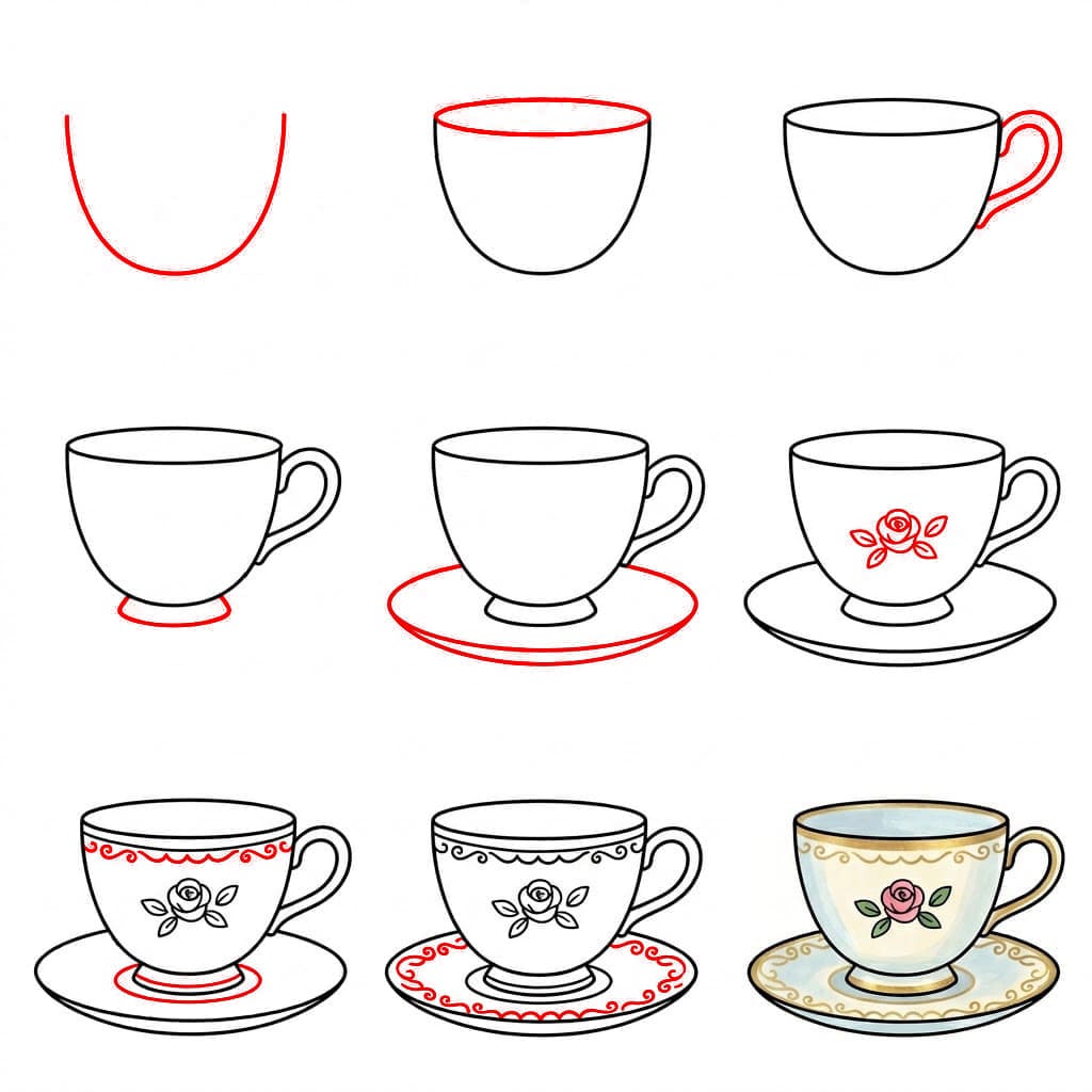 Vintage Teetasse zeichnen ideen