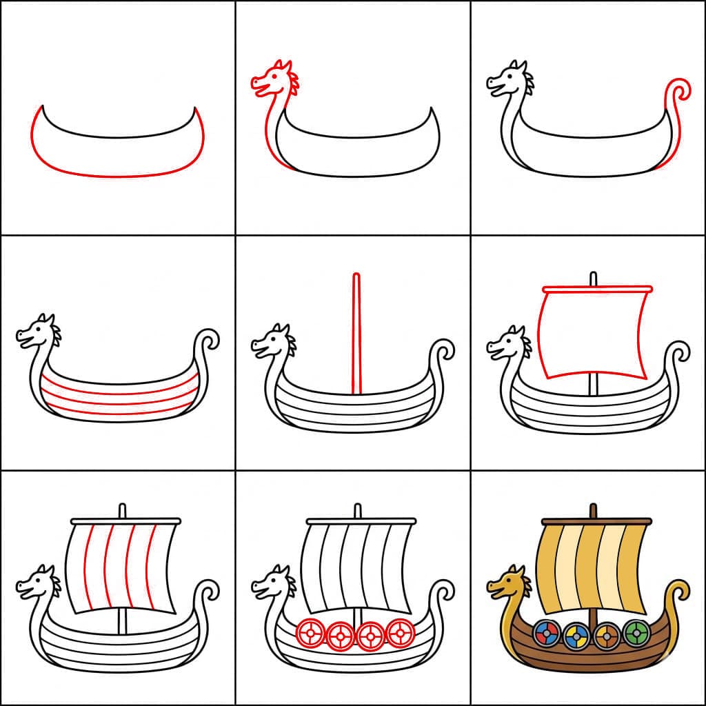 Wikingerschiff zeichnen ideen