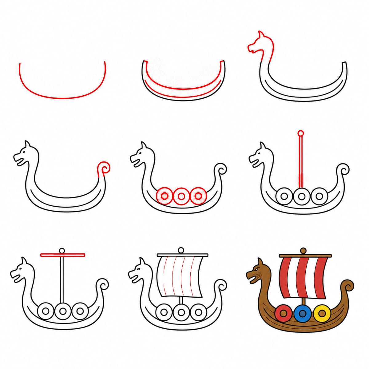 Wikingerschiff ganz bauen einfach zeichnen ideen
