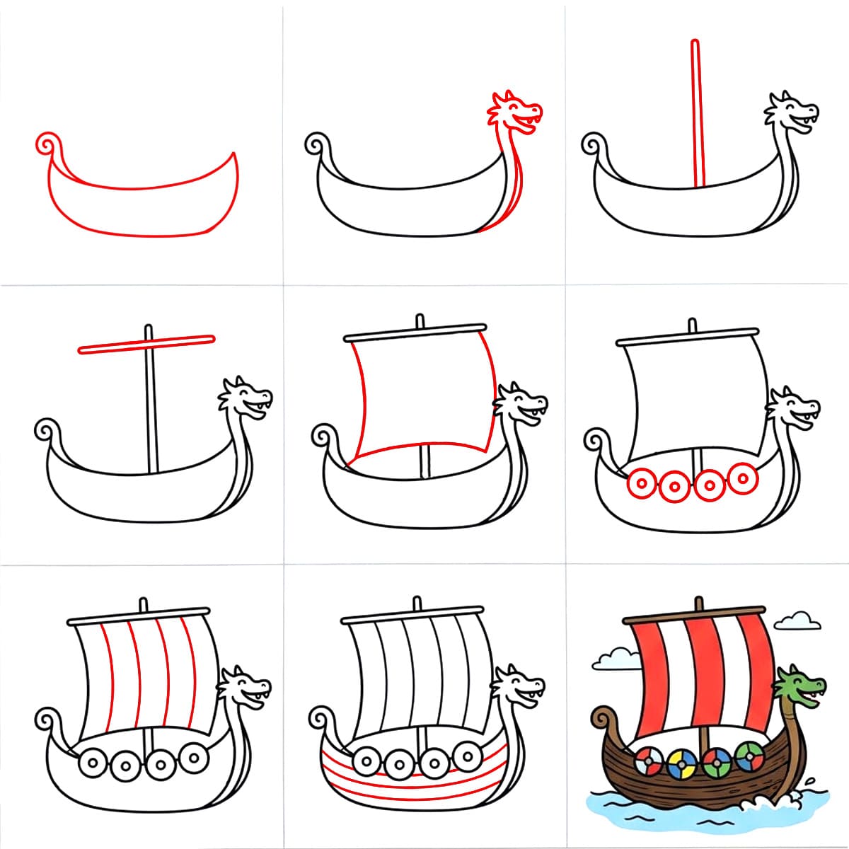 Wikingerschiff ganz einfach bauen zeichnen ideen