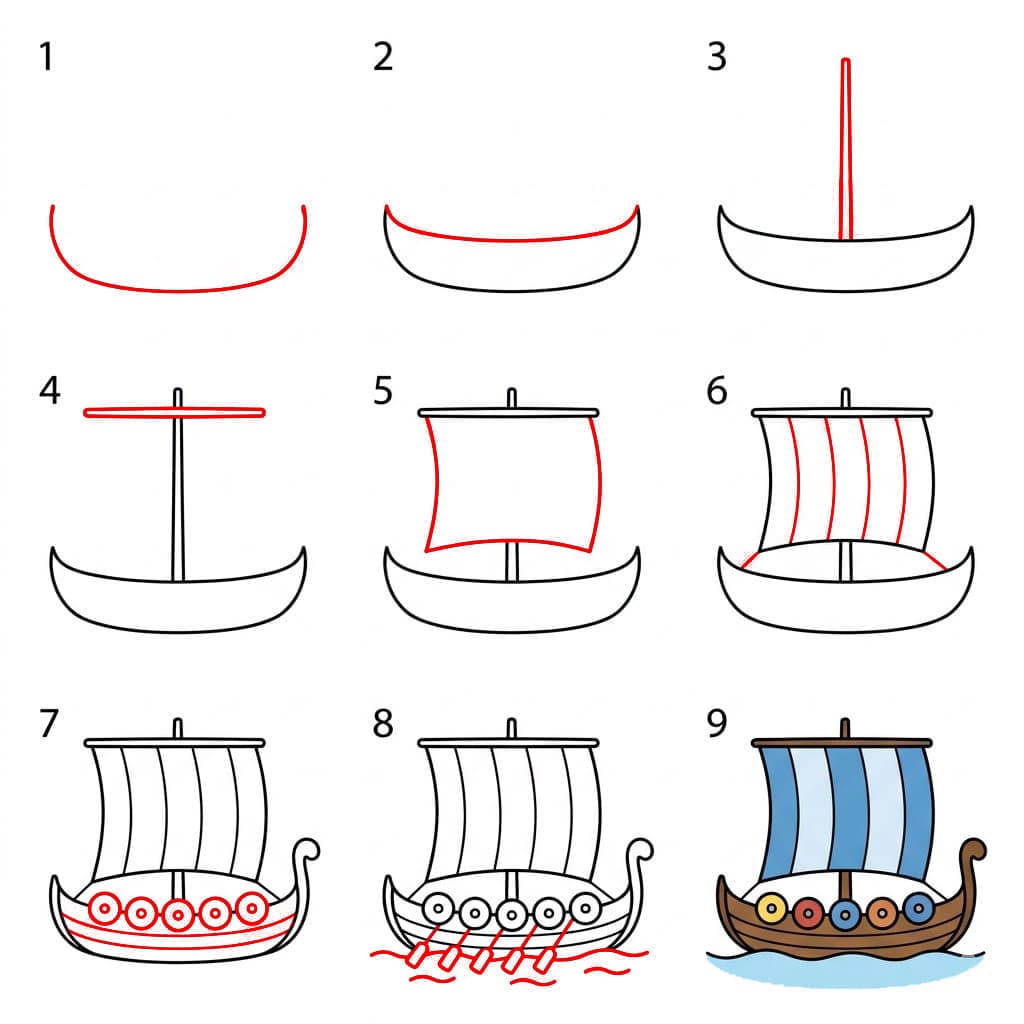 Wikingerschiff leicht gebaut zeichnen ideen