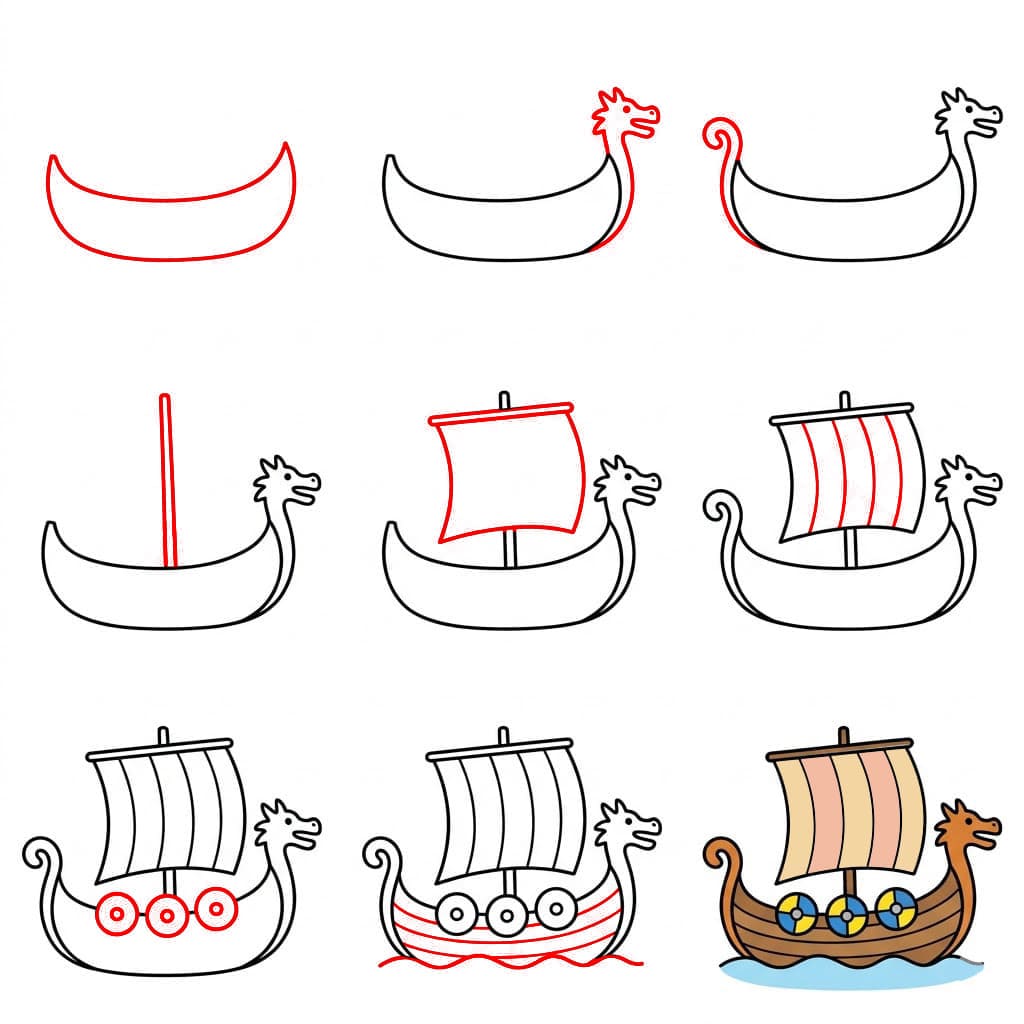 Wikingerschiff zum Ausdrucken zeichnen ideen