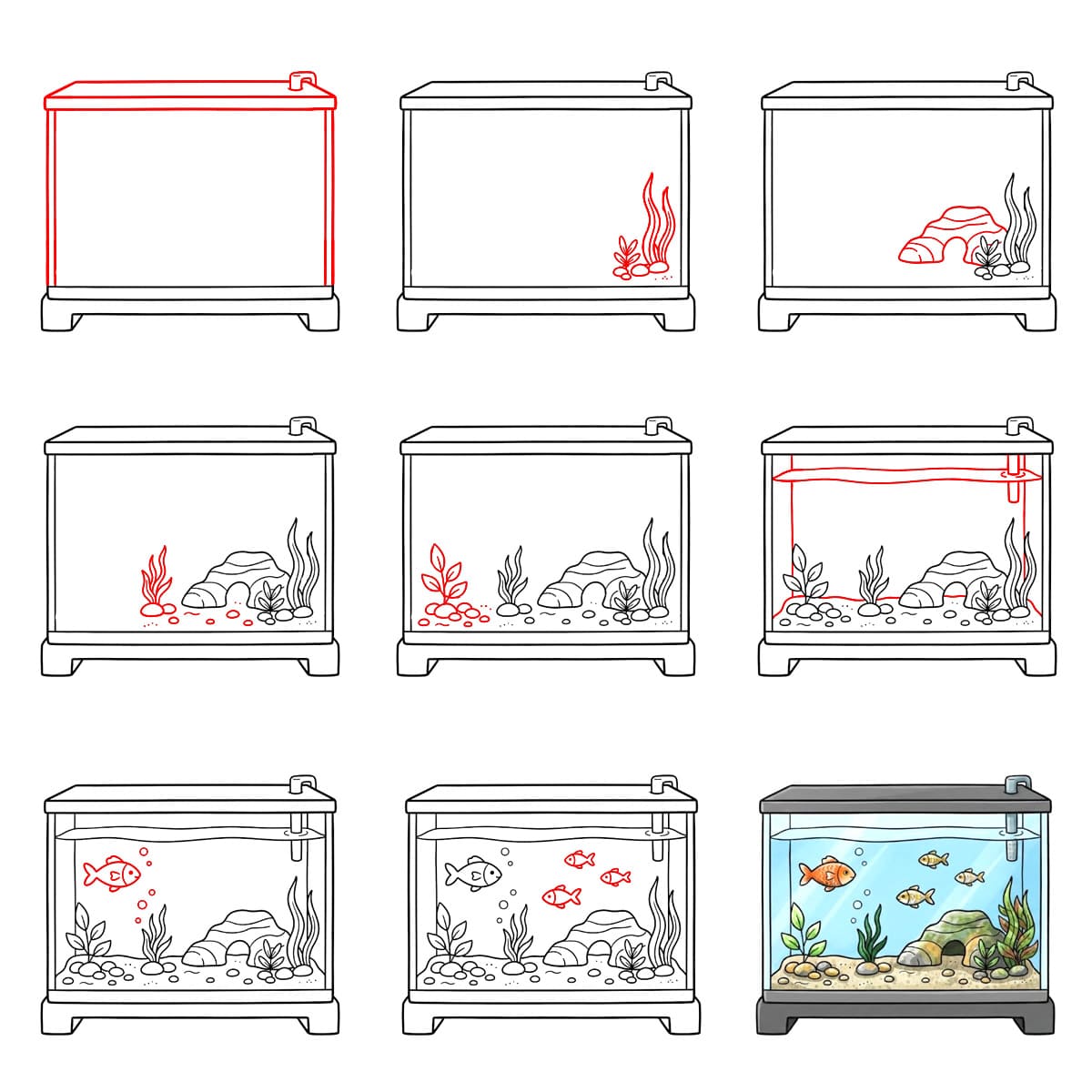 Aquarium Bild zeichnen ideen